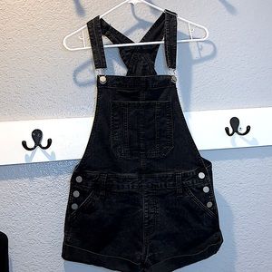Black overall shorts